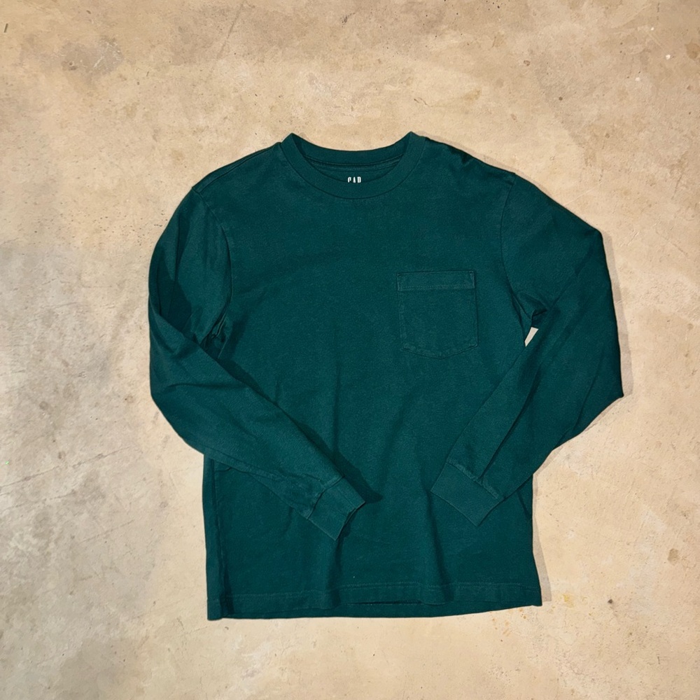 GAP Heavyweight June Bug Green Long-Sleeve Pocket Tee Size Small